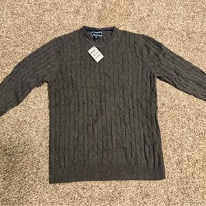 Club Room Dark Gray Cable Knit Crewneck Sweater